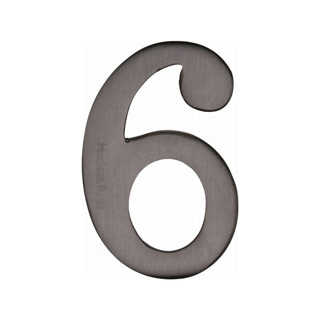 This is an image of a Heritage Brass - Numeral 6 Self Adhesive 51mm (2") Matt Bronze Finish, c1568-6-mb that is available to order from Trade Door Handles in Kendal.