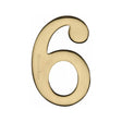 This is an image of a Heritage Brass - Numeral 6 Self Adhesive 51mm (2") Polished Brass Finish, c1568-6-pb that is available to order from Trade Door Handles in Kendal.