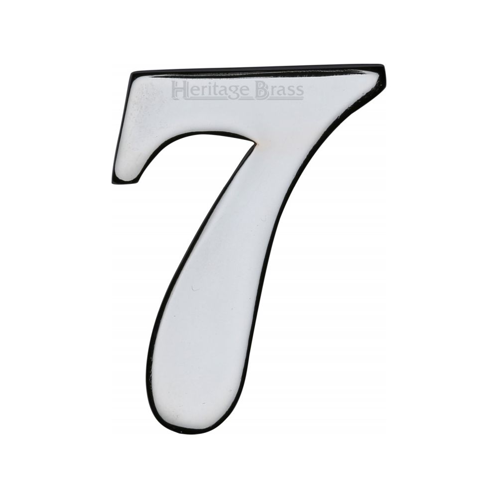 This is an image of a Heritage Brass - Numeral 7 Self Adhesive 51mm (2") Polished Chrome Finish, c1568-7-pc that is available to order from Trade Door Handles in Kendal.