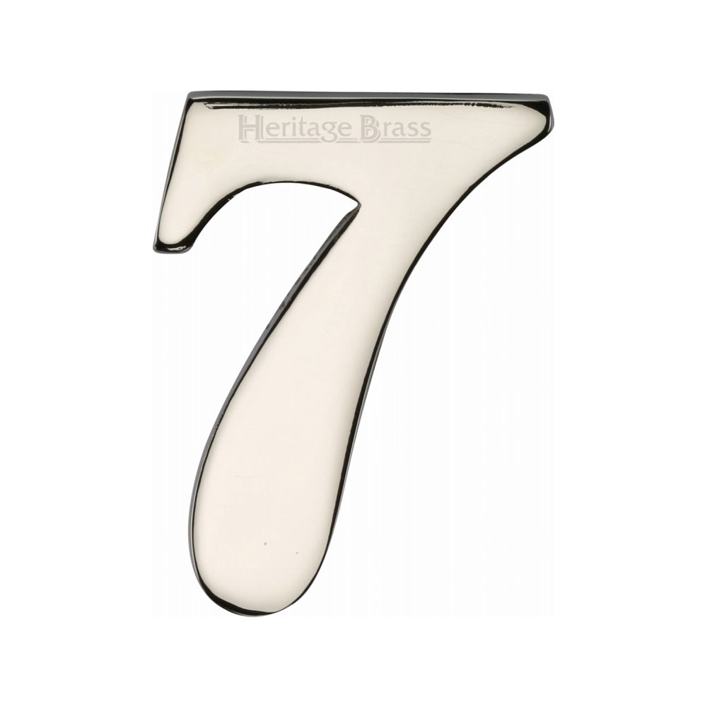 This is an image of a Heritage Brass - Numeral 7 Self Adhesive 51mm (2") Polished Nickel Finish, c1568-7-pnf that is available to order from Trade Door Handles in Kendal.