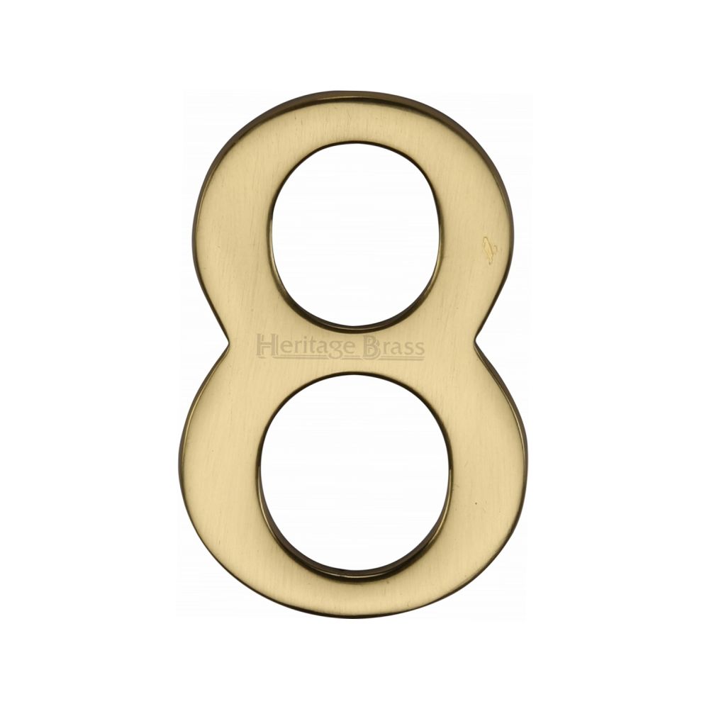 This is an image of a Heritage Brass - Numeral 8 Self Adhesive 51mm (2") Polished Brass Finish, c1568-8-pb that is available to order from Trade Door Handles in Kendal.