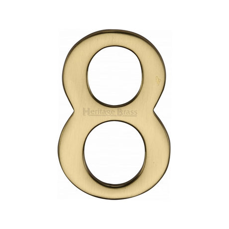 This is an image of a Heritage Brass - Numeral 8 Self Adhesive 51mm (2") Polished Brass Finish, c1568-8-pb that is available to order from Trade Door Handles in Kendal.