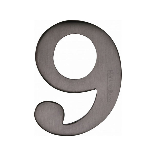 This is an image of a Heritage Brass - Numeral 9 Self Adhesive 51mm (2") Matt Bronze Finish, c1568-9-mb that is available to order from Trade Door Handles in Kendal.