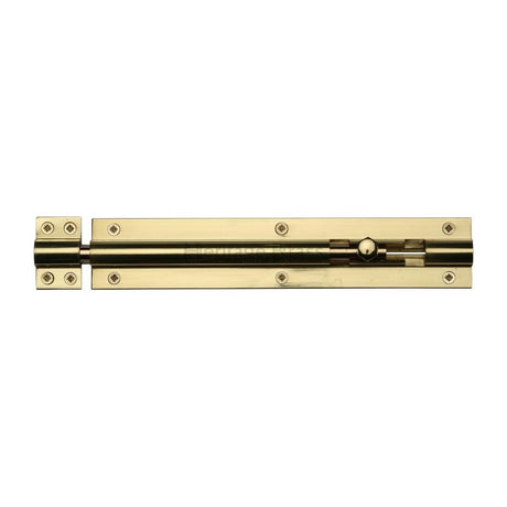 This is an image of a Heritage Brass - Door Bolt Straight 8" x 1.5" Polished Brass Finish, c1584-8-pb that is available to order from Trade Door Handles in Kendal.