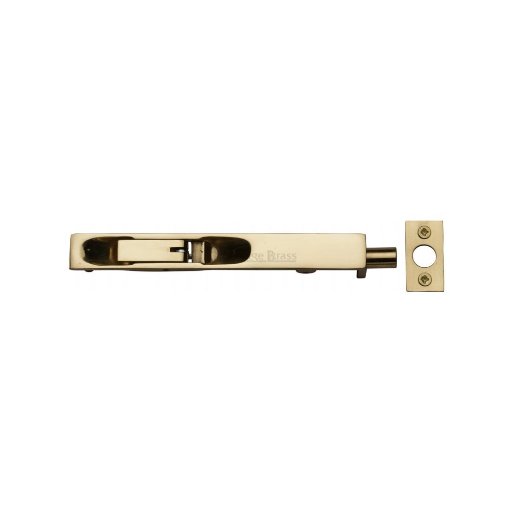 This is an image of a Heritage Brass - Door Bolt Flush Fitting 6" x .3/4" Polished Brass Finish, c1680-6-pb that is available to order from Trade Door Handles in Kendal.