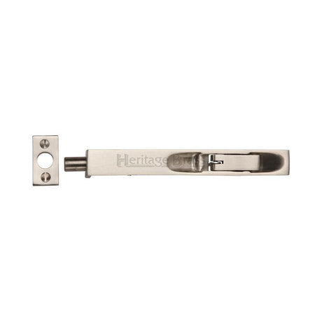 This is an image of a Heritage Brass - Door Bolt Flush Fitting 8" x .3/4" Satin Nickel Finish, c1680-8-sn that is available to order from Trade Door Handles in Kendal.