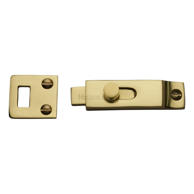 This is a image of a Heritage Brass - Slide Bolt Pol. Brass Finish that is available to order from Trade Door Handles in Kendal