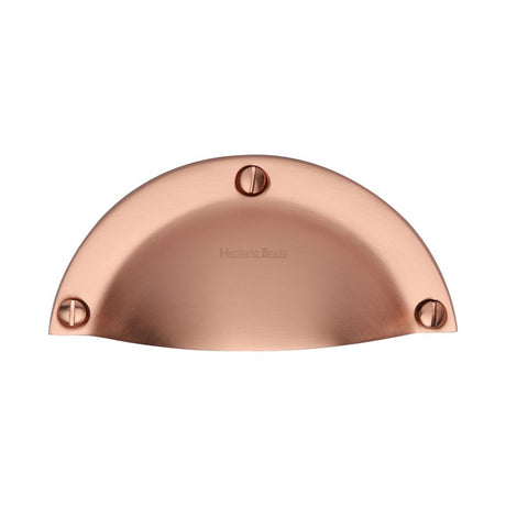 This is an image of a Heritage Brass - Drawer Cup Pull Traditional Design Satin Rose Gold Finish, c1700-srg that is available to order from Trade Door Handles in Kendal.