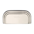 This is a image of a Heritage Brass - Drawer Cup Pull Bauhaus Design 76mm CTC Pol. Nickel Finish that is available to order from Trade Door Handles in Kendal