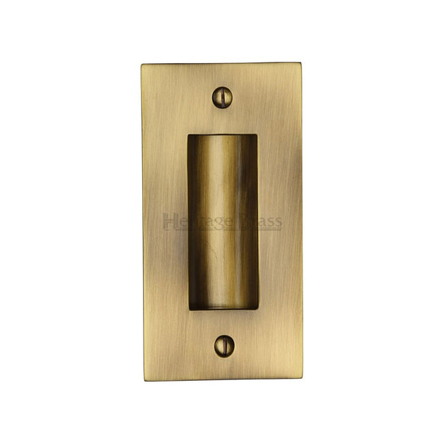 This is an image of a Heritage Brass - Flush Pull Handle 4" Antique Brass Finish, c1820-4-at that is available to order from Trade Door Handles in Kendal.