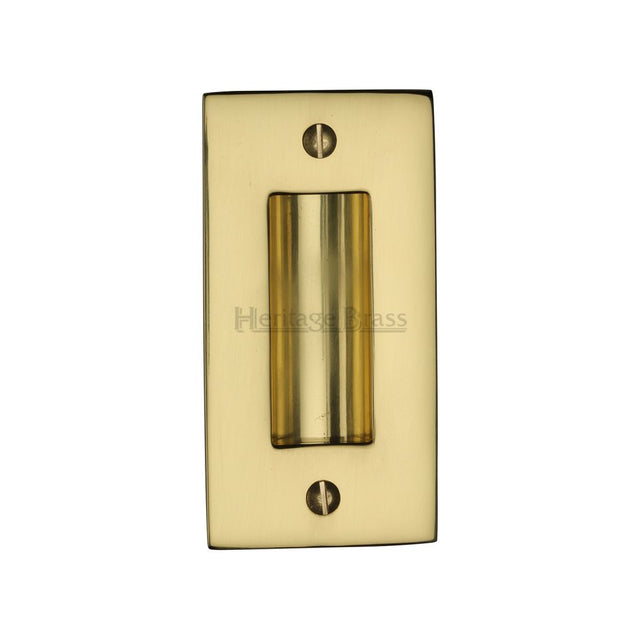 This is an image of a Heritage Brass - Flush Pull Handle 4" Polished Brass Finish, c1820-4-pb that is available to order from Trade Door Handles in Kendal.