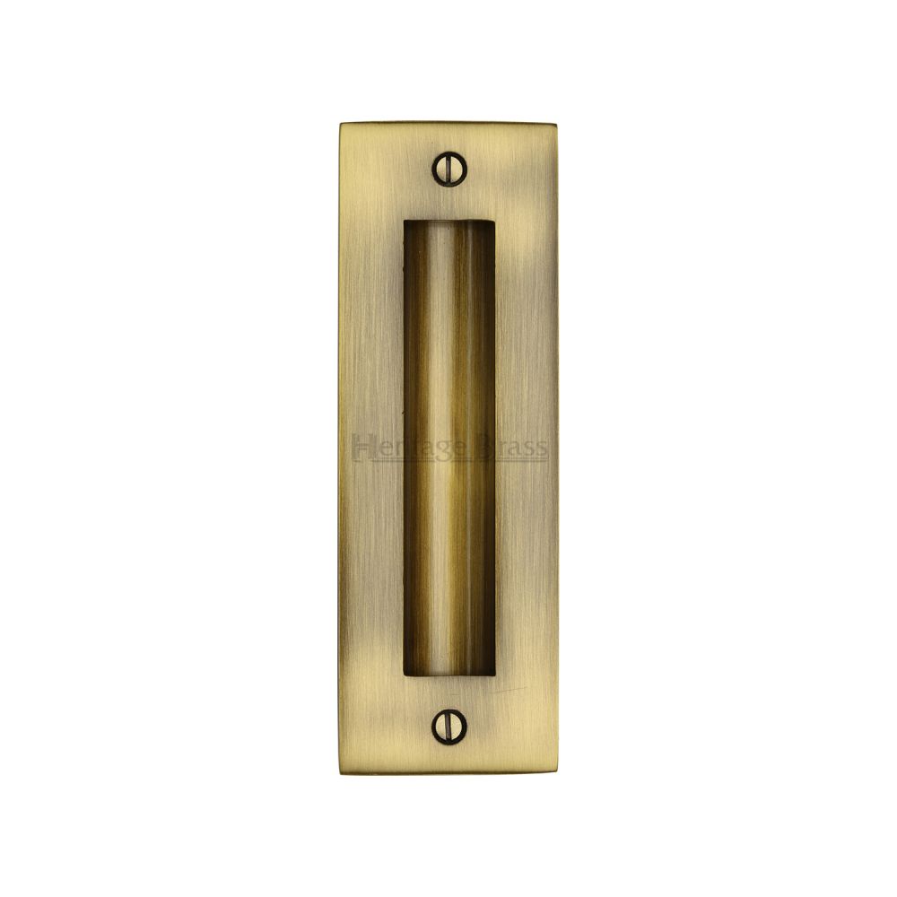 This is an image of a Heritage Brass - Flush Pull Handle 6" Antique Brass Finish, c1820-6-at that is available to order from Trade Door Handles in Kendal.