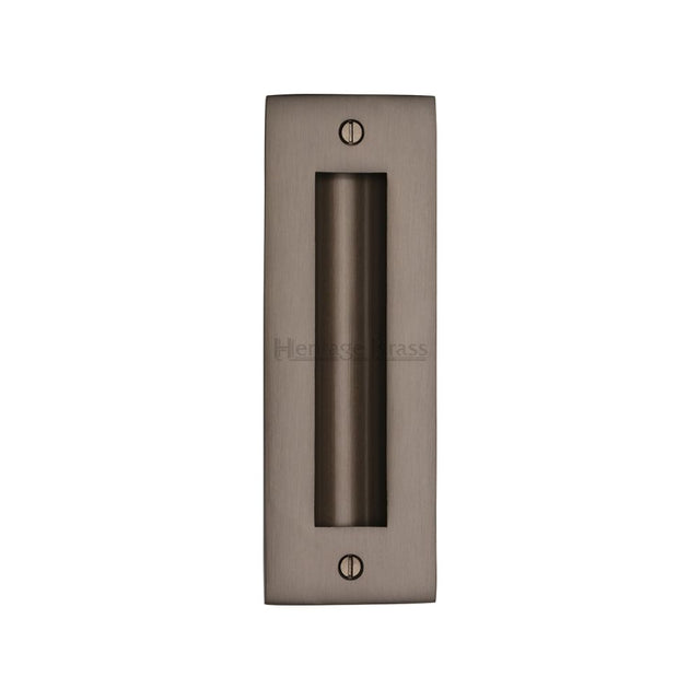 This is an image of a Heritage Brass - Flush Pull Handle 6" Matt Bronze Finish, c1820-6-mb that is available to order from Trade Door Handles in Kendal.