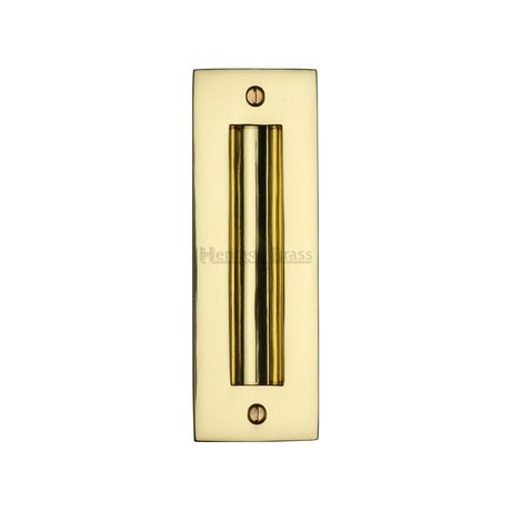 This is an image of a Heritage Brass - Flush Pull Handle 6" Polished Brass Finish, c1820-6-pb that is available to order from Trade Door Handles in Kendal.