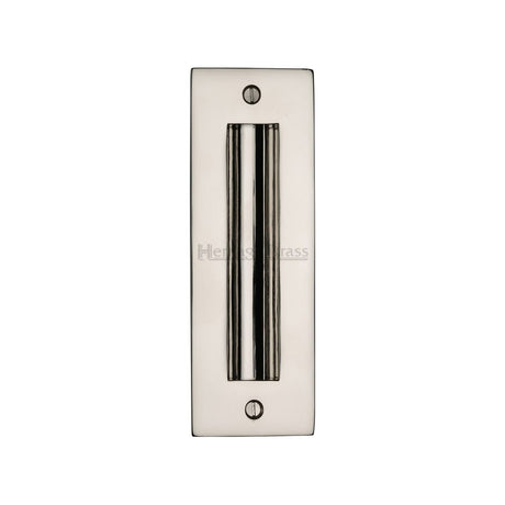 This is an image of a Heritage Brass - Flush Pull Handle 6" Polished Nickel Finish, c1820-6-pnf that is available to order from Trade Door Handles in Kendal.