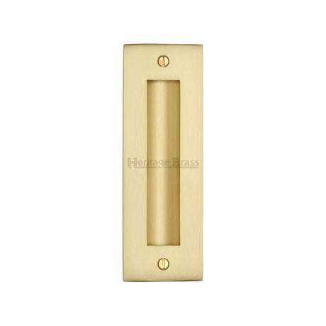 This is an image of a Heritage Brass - Flush Pull Handle 6" Satin Brass Finish, c1820-6-sb that is available to order from Trade Door Handles in Kendal.