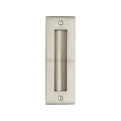 This is an image of a Heritage Brass - Flush Pull Handle 6" Satin Nickel Finish, c1820-6-sn that is available to order from Trade Door Handles in Kendal.