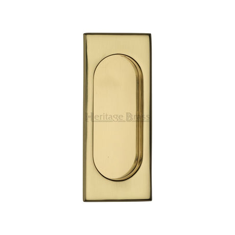 This is an image of a Heritage Brass - Flush Pull Handle 105mm Polished Brass Finish, c1850-105-pb that is available to order from Trade Door Handles in Kendal.