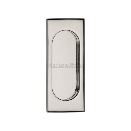 This is an image of a Heritage Brass - Flush Pull Handle 105mm Polished Nickel Finish, c1850-105-pnf that is available to order from Trade Door Handles in Kendal.