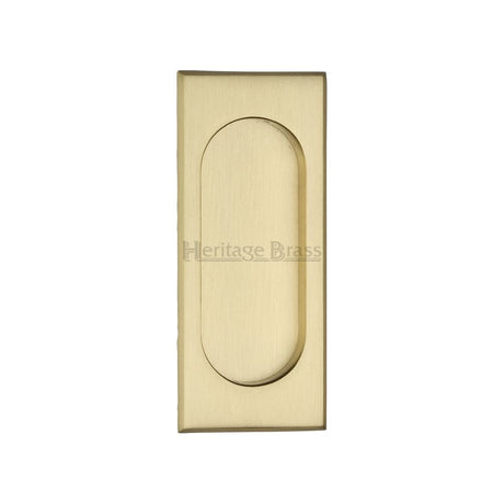 This is an image of a Heritage Brass - Flush Pull Handle 105mm Satin Brass Finish, c1850-105-sb that is available to order from Trade Door Handles in Kendal.