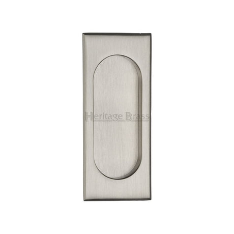 This is an image of a Heritage Brass - Flush Pull Handle 105mm Satin Nickel Finish, c1850-105-sn that is available to order from Trade Door Handles in Kendal.