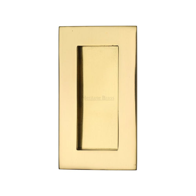 This is an image of a Heritage Brass - Rectangular Flush Pull 105 x 58mm Polished Brass Finish, c1855-105-pb that is available to order from Trade Door Handles in Kendal.