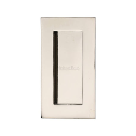 This is an image of a Heritage Brass - Rectangular Flush Pull 105 x 58mm Polished Nickel Finish, c1855-105-pnf that is available to order from Trade Door Handles in Kendal.