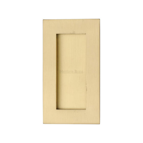 This is an image of a Heritage Brass - Rectangular Flush Pull 105 x 58mm Satin Brass Finish, c1855-105-sb that is available to order from Trade Door Handles in Kendal.