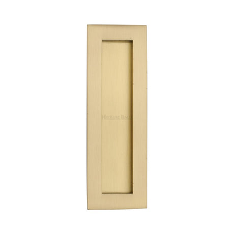 This is an image of a Heritage Brass - Rectangular Flush Pull 175 x 58mm Satin Brass Finish, c1855-175-sb that is available to order from Trade Door Handles in Kendal.