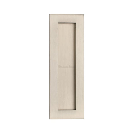 This is an image of a Heritage Brass - Rectangular Flush Pull 175 x 58mm Satin Nickel Finish, c1855-175-sn that is available to order from Trade Door Handles in Kendal.