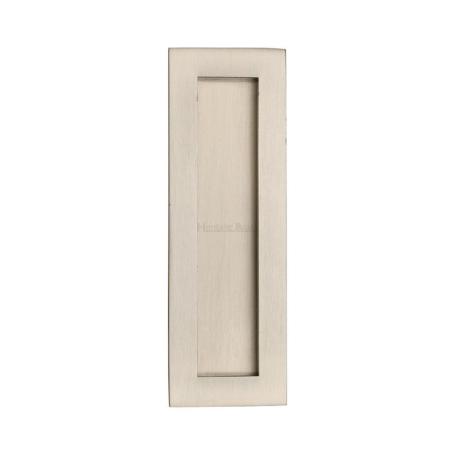 This is an image of a Heritage Brass - Rectangular Flush Pull 175 x 58mm Satin Nickel Finish, c1855-175-sn that is available to order from Trade Door Handles in Kendal.