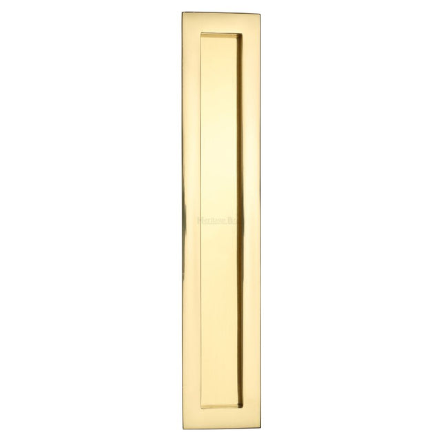 This is an image of a Heritage Brass - Rectangular Flush Pull 300 x 58mm Polished Brass Finish, c1855-300-pb that is available to order from Trade Door Handles in Kendal.