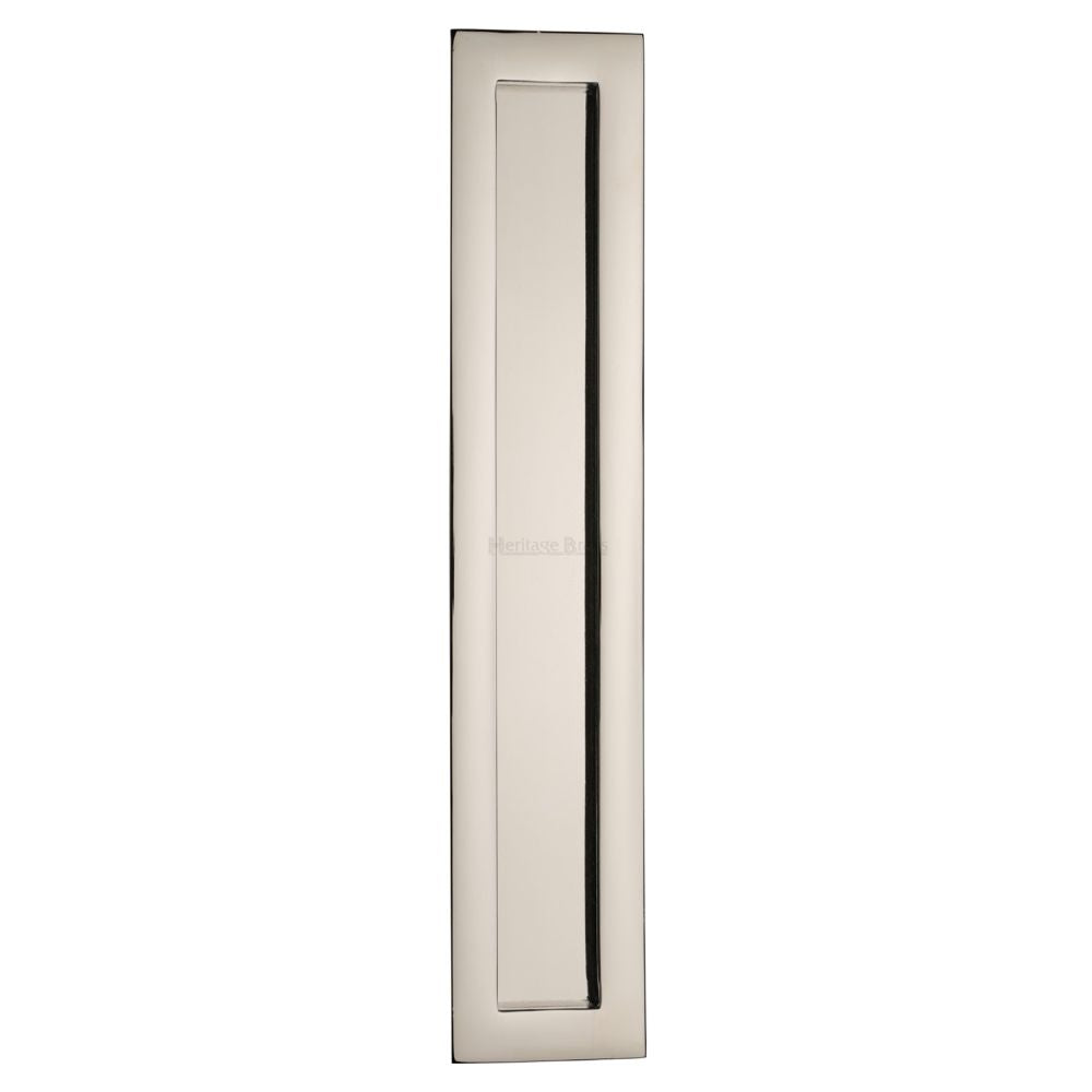 This is an image of a Heritage Brass - Rectangular Flush Pull 300 x 58mm Polished Nickel Finish, c1855-300-pnf that is available to order from Trade Door Handles in Kendal.