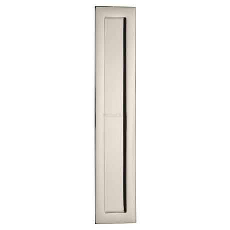 This is an image of a Heritage Brass - Rectangular Flush Pull 300 x 58mm Polished Nickel Finish, c1855-300-pnf that is available to order from Trade Door Handles in Kendal.