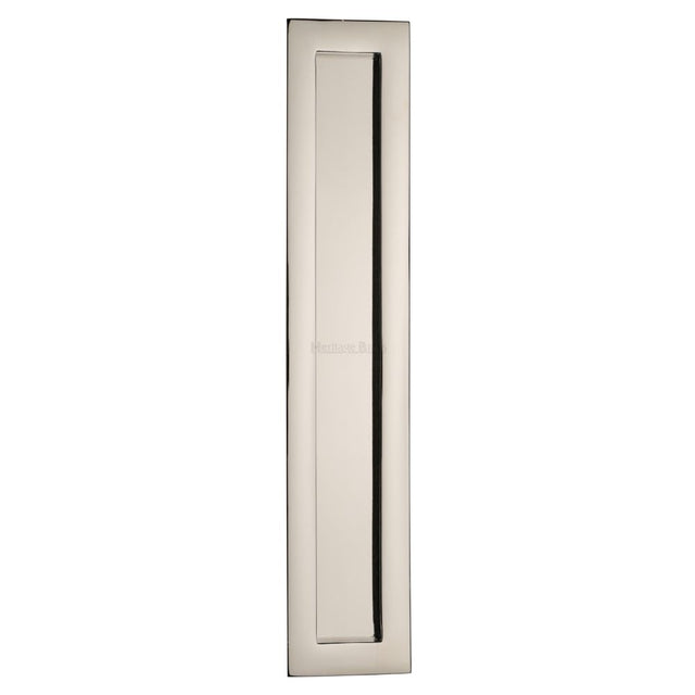 This is an image of a Heritage Brass - Rectangular Flush Pull 300 x 58mm Polished Nickel Finish, c1855-300-pnf that is available to order from Trade Door Handles in Kendal.