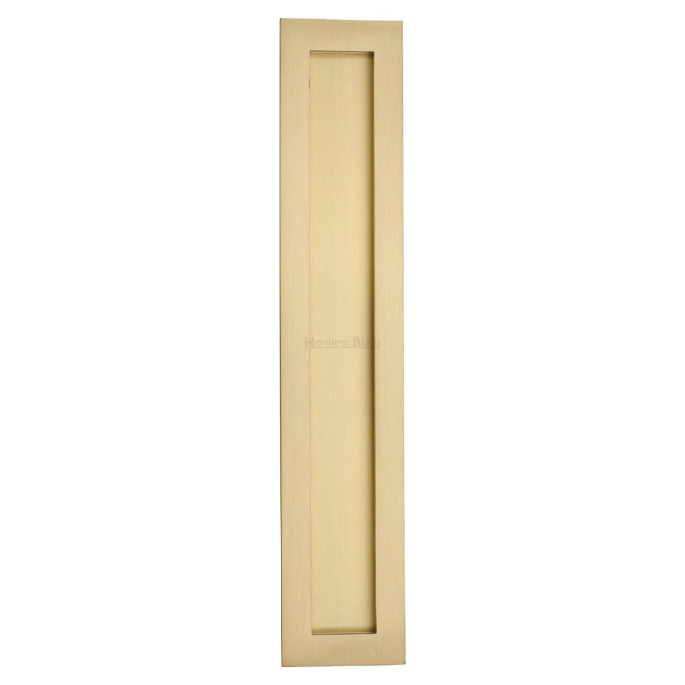 This is an image of a Heritage Brass - Rectangular Flush Pull 300 x 58mm Satin Brass Finish, c1855-300-sb that is available to order from Trade Door Handles in Kendal.