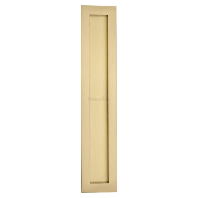 This is an image of a Heritage Brass - Rectangular Flush Pull 300 x 58mm Satin Brass Finish, c1855-300-sb that is available to order from Trade Door Handles in Kendal.