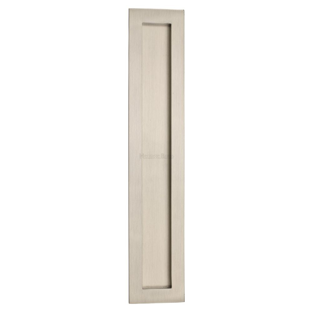 This is an image of a Heritage Brass - Rectangular Flush Pull 300 x 58mm Satin Nickel Finish, c1855-300-sn that is available to order from Trade Door Handles in Kendal.