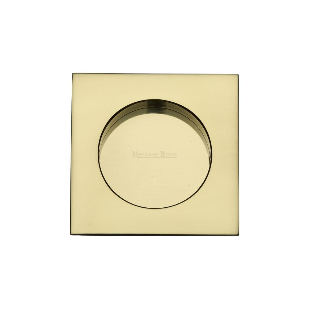 This is an image of a Heritage Brass - Square Flush Pull 63 x 63mm Polished Brass Finish, c1860-pb that is available to order from Trade Door Handles in Kendal.