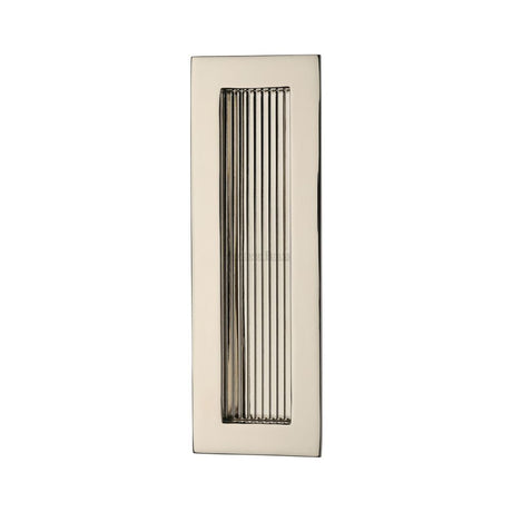 This is an image of a Heritage Brass - Reeded Rectangular Flush Pull 175 x 58mm Polished Nickel Finish, c1865-175-pnf that is available to order from Trade Door Handles in Kendal.