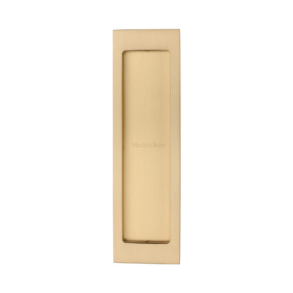 This is an image of a Heritage Brass - Flush Pull 197mm Satin Brass Finish, c1872-sb that is available to order from Trade Door Handles in Kendal.