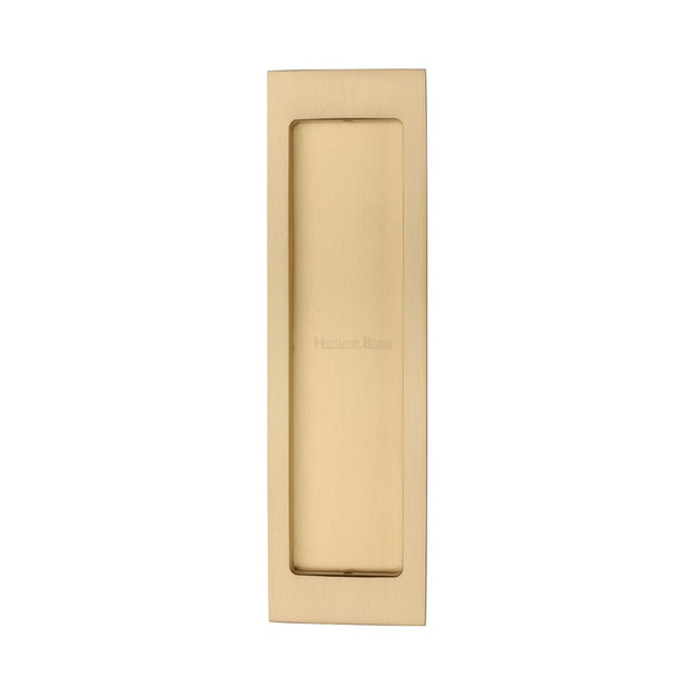 This is an image of a Heritage Brass - Flush Pull 197mm Satin Brass Finish, c1872-sb that is available to order from Trade Door Handles in Kendal.