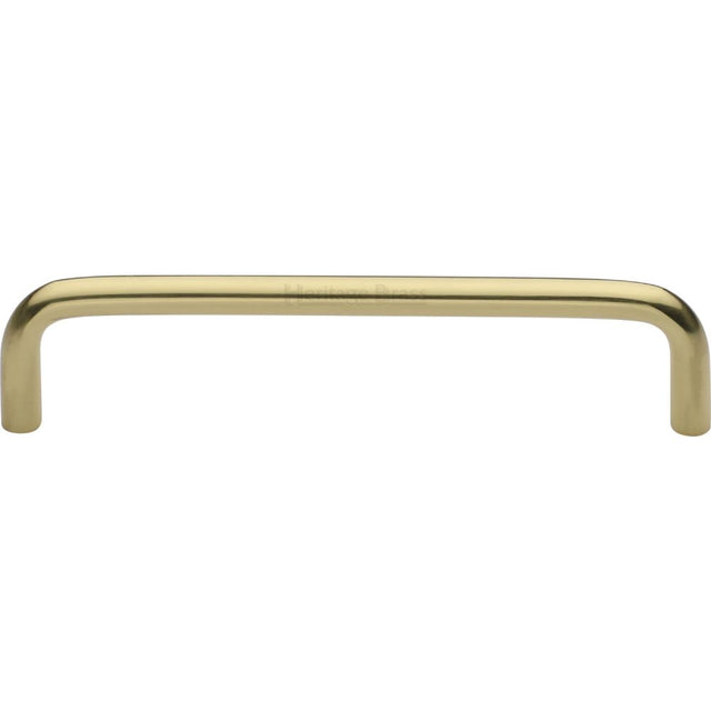 This is an image of a Heritage Brass - Cabinet Pull Wire Design 128mm CTC Polished Brass Finish, c2155-128-pb that is available to order from Trade Door Handles in Kendal.