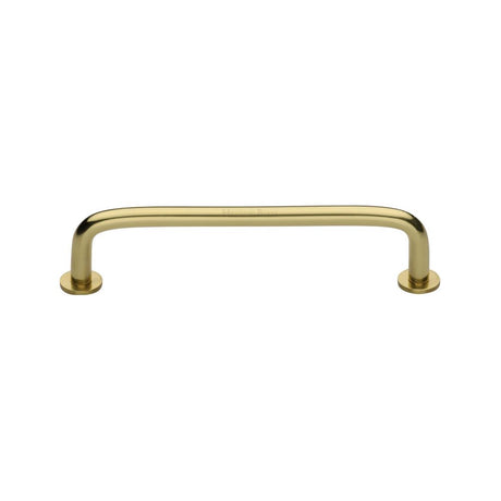 This is an image of a Heritage Brass - Cabinet Pull Wire Design with 16mm Rose 128mm CTC Polished Brass Fi, c2156-128-pb that is available to order from Trade Door Handles in Kendal.