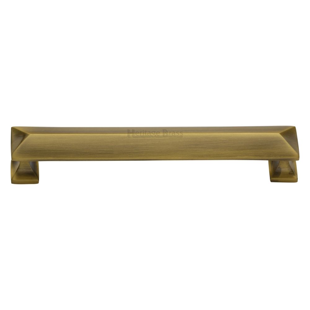 This is an image of a Heritage Brass - Cabinet Pull Pyramid Design 152mm CTC Antique Brass Finish, c2231-152-at that is available to order from Trade Door Handles in Kendal.