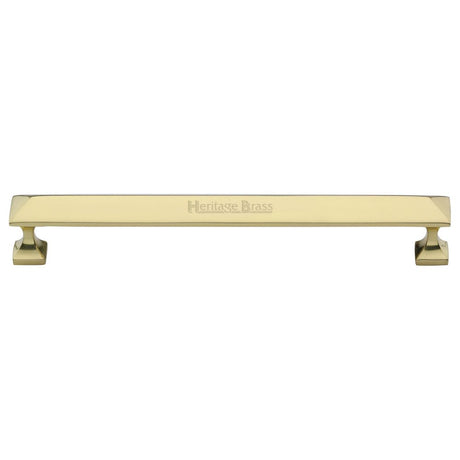 This is an image of a Heritage Brass - Cabinet Pull Pyramid Design 203mm CTC Polished Brass Finish, c2231-203-pb that is available to order from Trade Door Handles in Kendal.