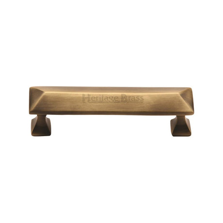 This is an image of a Heritage Brass - Cabinet Pull Pyramid Design 96mm CTC Antique Brass Finish, c2231-96-at that is available to order from Trade Door Handles in Kendal.