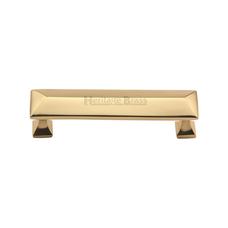 This is an image of a Heritage Brass - Cabinet Pull Pyramid Design 96mm CTC Polished Brass Finish, c2231-96-pb that is available to order from Trade Door Handles in Kendal.