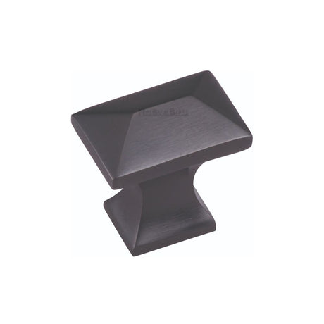 This is an image of a Heritage Brass - Cabinet Knob Pyramid Design 35mm Matt Black Finish, c2232-bkmt that is available to order from Trade Door Handles in Kendal.