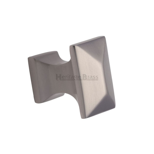 This is an image of a Heritage Brass - Cabinet Knob Pyramid Design 35mm Satin Nickel Finish, c2232-sn that is available to order from Trade Door Handles in Kendal.